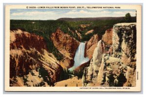 Lower Falls From Moran Point Yellowstone National Park WY UNP Linen Postcard N25