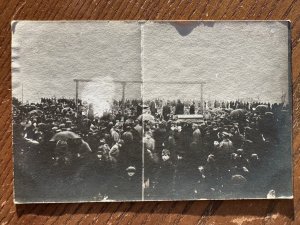 RPPC-EARLY Antique REAL PHOTO Postcard Men Hung For Crimes France WW1