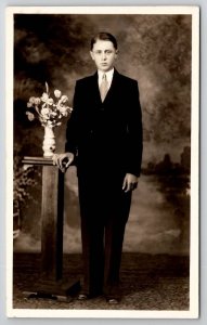 RPPC Montreal Canada Handsome Young Man Valmare Leveille Photo Postcard B37