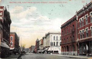 Cedar Rapids Iowa birds eye view Second Ave from Second St antique pc Z22904