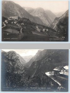 2 RPPC Postcards HOTEL STALHEIM, Nærøydalen Valley NORWAY Birdseye Views