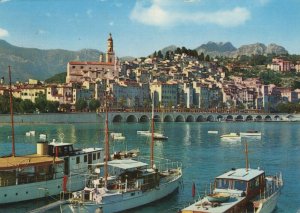 France Postcard - 60's Menton - La Vieille Ville Vue Du Port. Posted RR9369