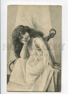 3089416 Winged Girl as ANGEL in White Dress Vintage Photo PC