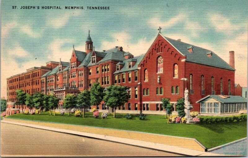 St Josephs Hospital Memphis Tennessee TN Linen Postcard VTG UNP Vintage Unused