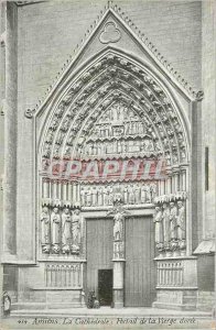 Old Postcard Amiens Cathedral Portal of the Virgin gilded