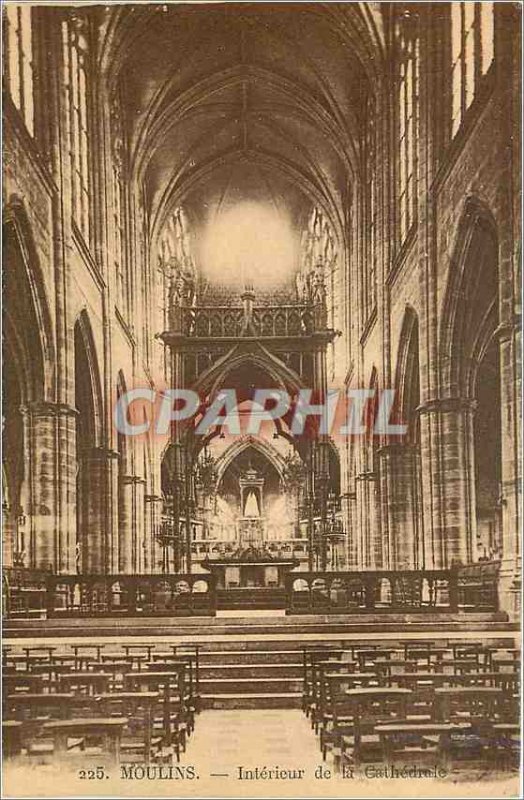 Old Postcard Moulins Interior of the Cathedral