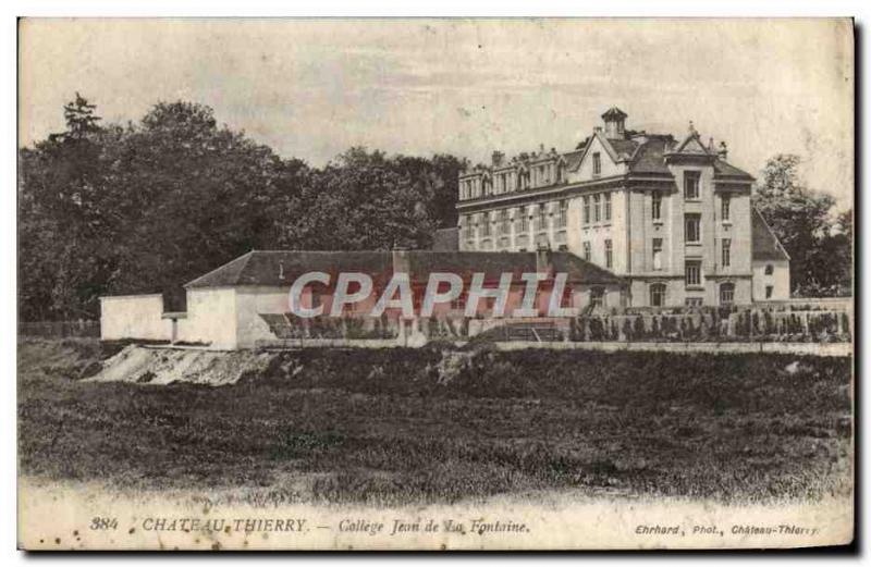 Postcard Chateau Thierry Old College Jean Va Fountain