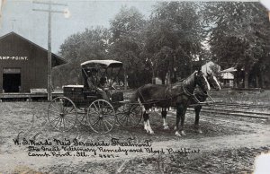 '06, Horse Drawn WardsVeterinary Remedy Wagon, Depot,Camp Point, IL,Post Card