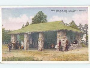 Unused W-Border SHELTER HOUSE ALONG ROAD Denver Mountain Parks Colorado CO d0962