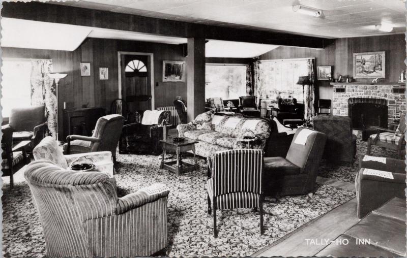 Tally Ho Inn near Huntsville Ontario ON Muskoka Interior Real Photo Postcard E36