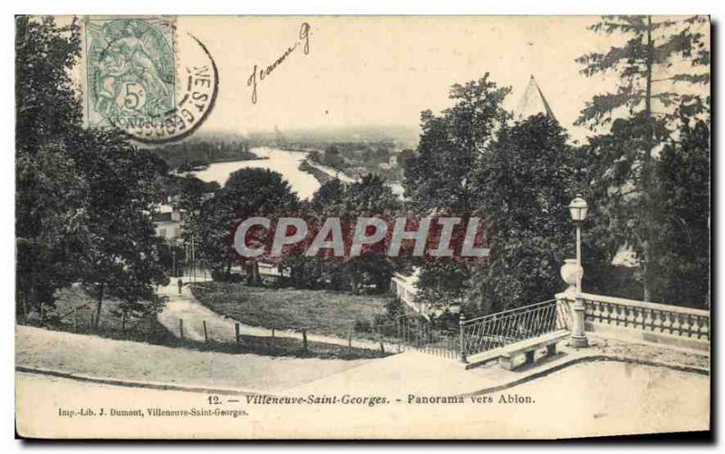 Old Postcard Panorama Villeneuve Saint Georges to Ablon