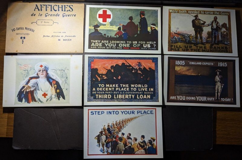 Lot of 11 Mint France WWI Patriotic Red Cross Artistic French Postcards