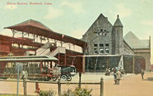 Postcard Early View of Union RR Station in Hartford, CT.   K1