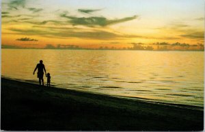 Guam Sunset Adult & Child Unused Vintage Postcard H34