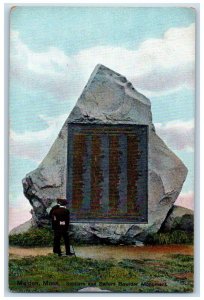 c1910's Soldiers And Sailors Bowlder Monument Malden Massachusetts MA Postcard