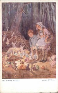 Margaret W Tarrant Fantasy Fairies Market Fairy Children Vintage Postcard