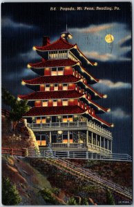 VINTAGE POSTCARD THE PAGODA AT MT. PENN READING PENNSYLVANIA SLOGAN CANCEL