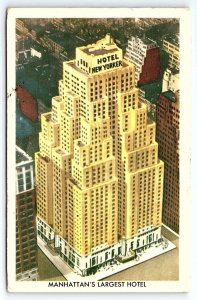 1950s NEW YORK CITY HOTEL NEW YORKER 34th ST A MASSAGLIA HOTEL POSTCARD P2121