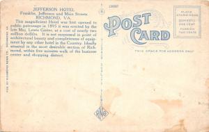 RICHMOND VIRGINIA JEFFERSON HOTEL LOT OF 3 POSTCARDS 1920-40s