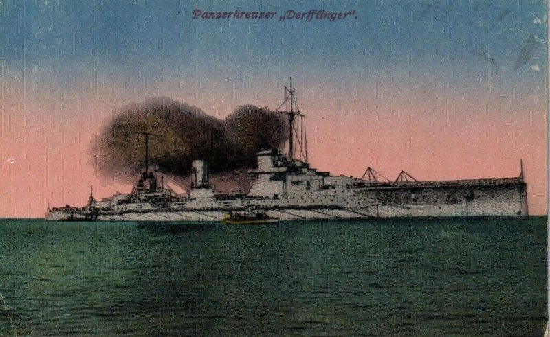 German Imperial Navy Battleship SMS Derfflinger c.1910s WWI Postcard