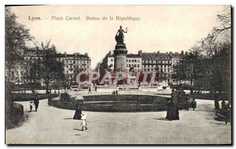 Old Postcard Lyon Place Carnot Statue of the Republic