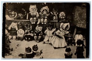 c1910's Russian Anthropomorphic Cat School Louis Wain Signed Antique Postcard