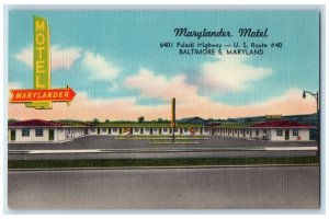 c1940 Roadside View Marylander Motel Baltimore Maryland Antique Vintage Postcard