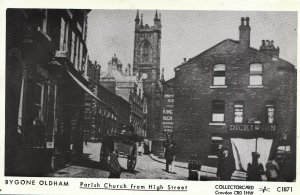 Lancashire Postcard - Bygone Oldham - Parish Church from High Street - Ref R332