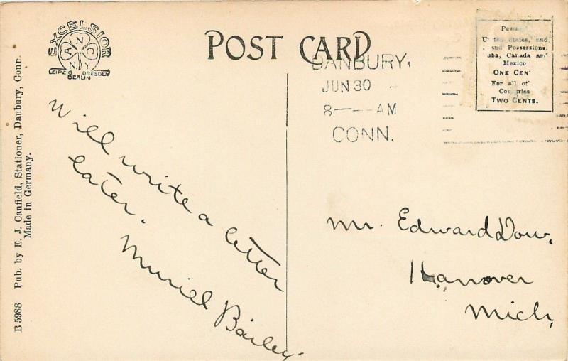 Danbury Connecticut~Congregational Meeting House~1920s Postcard