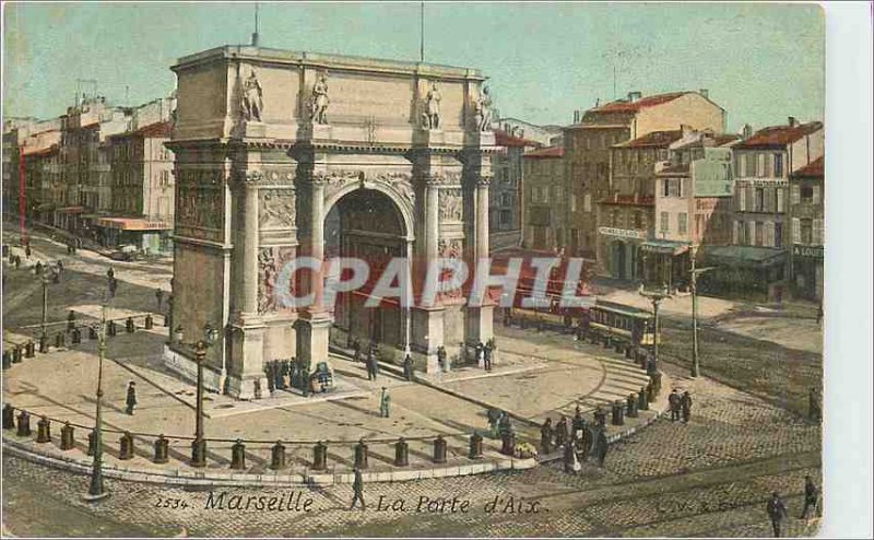 Old Postcard Marseille La Porte d'Aix Tramway