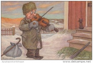 Sweden Older Man Playing Violin Konsert Signed Jac Edgren