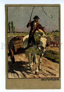 499219 GERMANY Kielfuhrwerk HORSE Village by I.P.F. 1903 Kohler Vintage postcard