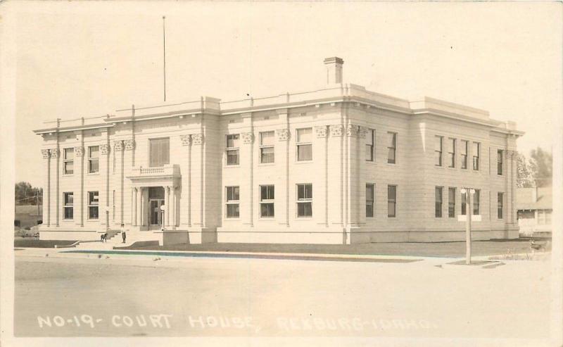 1920s Rexburg Idaho Court House RPPC Real photo postcard 7453