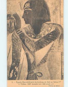 Unused Old Postcard BAS RELIEF OF SETI Thebes Egypt F5468