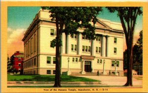 Masonic Temple Manchester New Hampshire NH UNP Linen Postcard