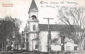 Waldoboro Maine Baptist Church Street View Antique Postcard K102432