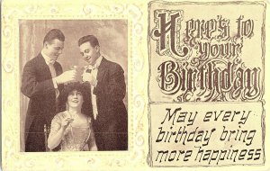 Here's To Your Birthday Toast To You Vintage Embossed Standard View Postcard