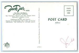 San Francisco California CA Postcard Jack Tar Hotel Building Exterior c1960 Cars