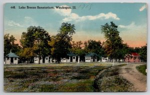 Waukegan IL Lake Breeze Sanitorium Illinois Postcard H21