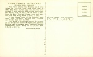 View Kitchen Abraham Lincoln's Home Springfield Illinois ILL Vintage Postcard