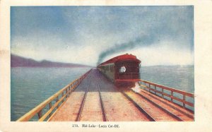Mid-Lake - Lucin Cut-Off Railroad Train Utah c1900s Embossed Vintage Postcard