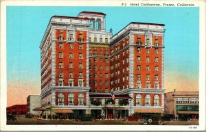 Vtg 1920's Hotel Californian Fresno California CA Linen Postcard