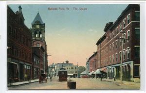 The Square Street Scene Bellows Falls Vermont 1908 postcard