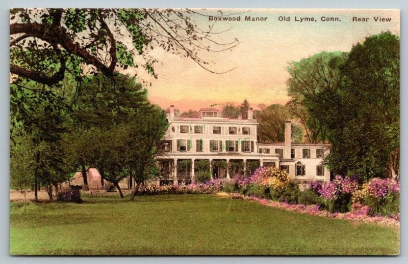 Hand Colored Boxwood Manor  Old Lyme  Connecticut  Postcard
