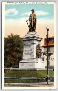 Soldier's And Sailor's Monument Portland Maine ME Historical Landmark Postcard