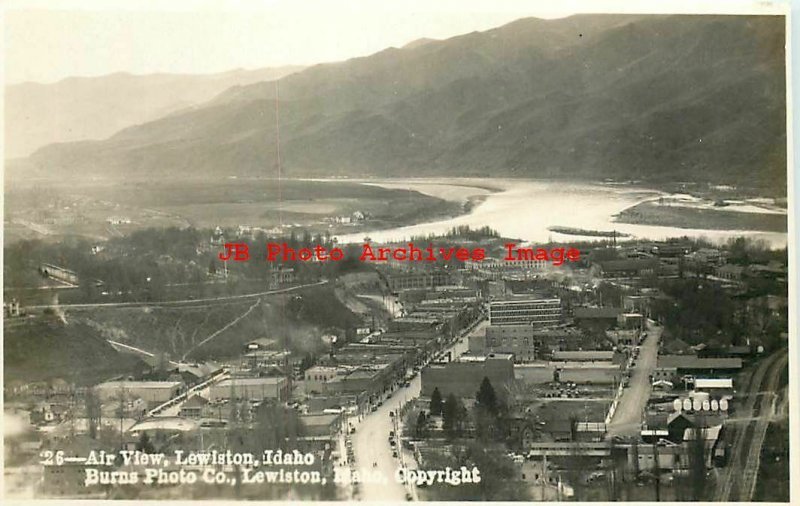 ID, Lewiston, Idaho, RPPC, Air View, Downtown, Burns Photo Co No 26