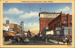 Tucson Arizona AZ Street Scene Store Storefront Linen 1930s-50s Linen Postcard