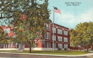 JOPLIN, MO Missouri    JOPLIN HIGH SCHOOL~Flag     c1950's Curteich Postcard