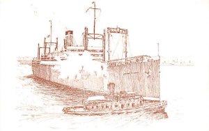 SS President Roosevelt United States Line sketch Unused 