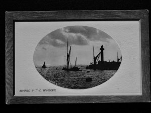 Thames Sailing Barge SUNRISE IN THE HARBOUR c1910 RP Postcard by Rotary 